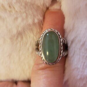 Green stone Stainless steel twisted rope design  Ring.